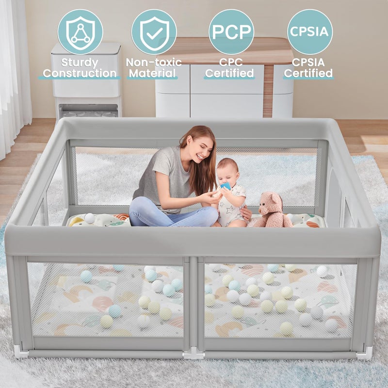 Hiaksedt Baby Playpen with Mat Small Playpen for Babies and Toddlers 50 x 50 inch Baby Fence Playards - Image 4
